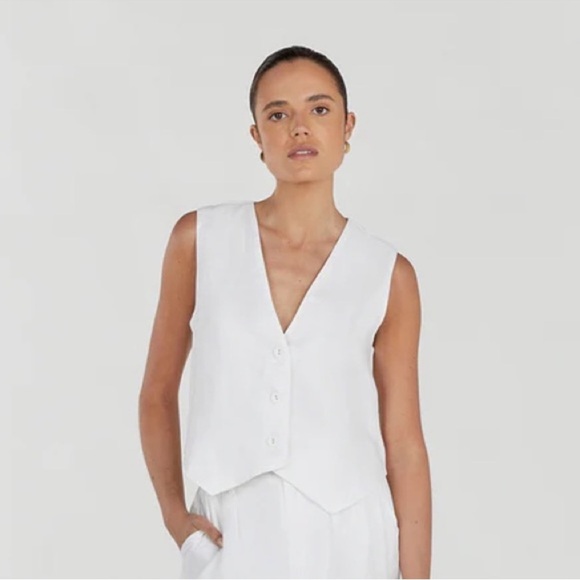 DISSH Banks White Linen Vest Size 2 - Picture 1 of 9